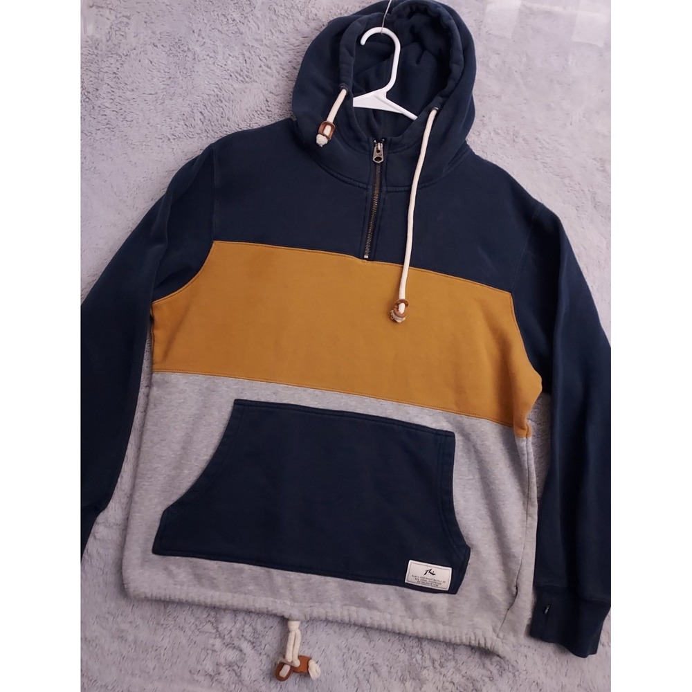 Rusty Hoodie Mens Medium Quarter Zip Surfer Skater Grunge Pullover Navy M HOLE